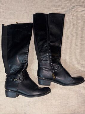 Liz Claiborne Black Knee-High Leather Riding Boots